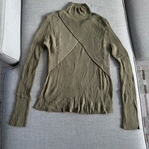 Olive Green Khaki Harness Crossover Turtleneck Sweater for Men
